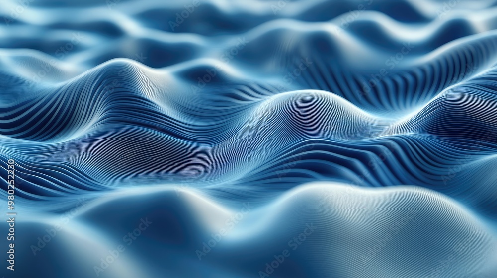 Aufkleber smooth 3d blue ai waves ripple across an abstract background, creating a futuristic digital design. 