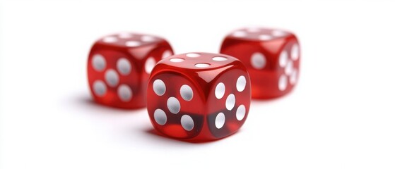 vibrant set three red dice white dots, perfect games, , tabletop gaming concepts.