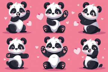 A panda drawn on paper with a pink background