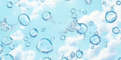 Bright and refreshing bubbles float in a light blue atmosphere, creating a serene and uplifting ambiance perfect for various themes.