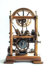 Obraz premium Intricate antique clockwork mechanism showcasing detailed gears and smanship, perfect for vintage and engineering enthusiasts.