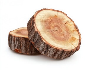 Natural wooden log slices showcasing detailed textures and rings, perfect for rustic decor or craft projects.