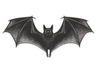 A stylized illustration of a bat in flight, showcasing its expansive wings and distinct features, perfect for Halloween themes.