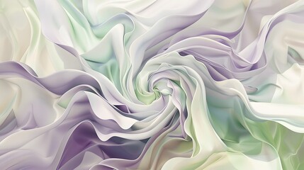 Obraz premium Soft Petal Swirls: Fluid shapes resembling gently falling petals in shades of lavender, cream, and soft green.