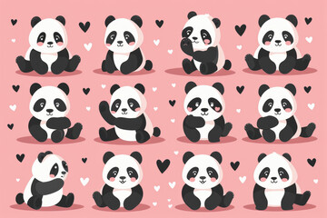 Naklejka premium A panda drawn on paper with a pink background
