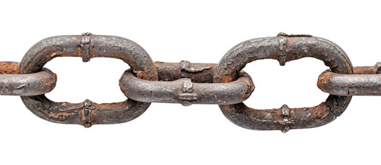Old steel chain isolated on transparent background