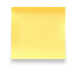 Blank yellow sticky paper note isolated on transparent background