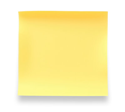 Blank yellow sticky paper note isolated on transparent background
