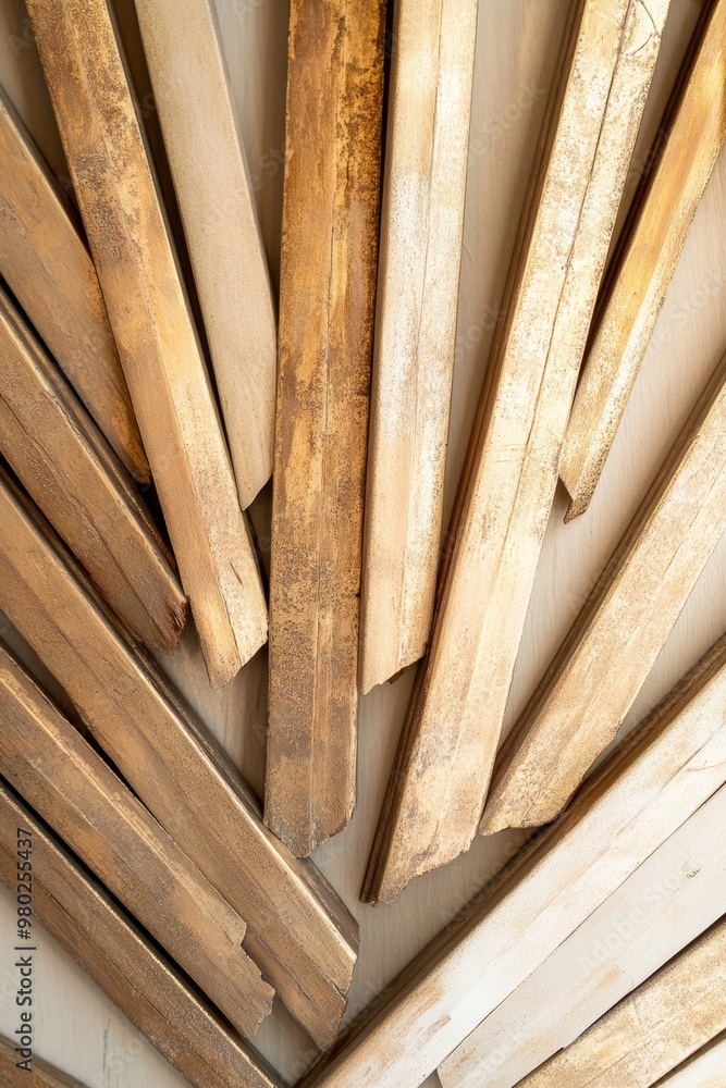 Poster Aerial View of Gold Pens in Symmetrical Pattern — Geometric Intricacy and Monochromatic Texture in Bright Light