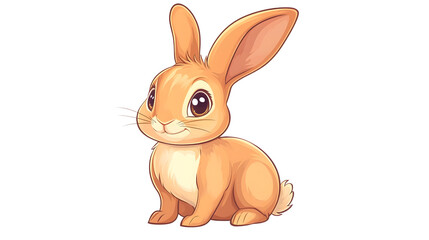 Fototapeta premium Cute cartoon rabbit with big eyes and a fluffy tail, perfect for children's illustrations and playful designs.
