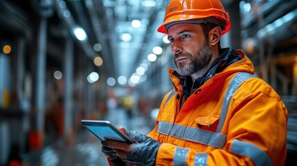 Construction Worker Using a Tablet