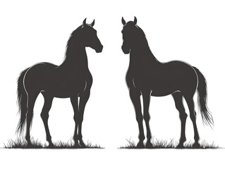 Obraz premium Stylized silhouette of two horses in profile view, perfect for artistic designs or equestrian themes.
