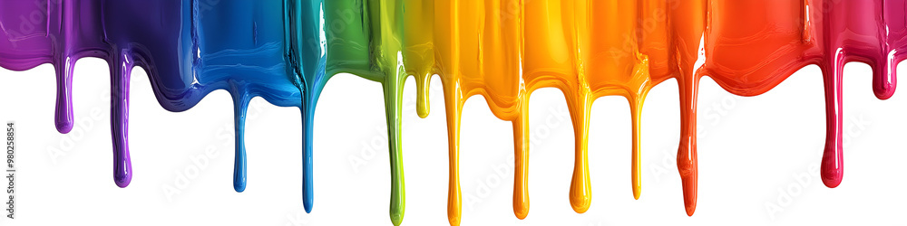 Poster vibrant rainbow paint drips create a dynamic and colorful backdrop, ideal for various creative proje