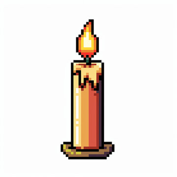 recommend clip art: A cool retro 8 bit game art style image of a candle on a white background