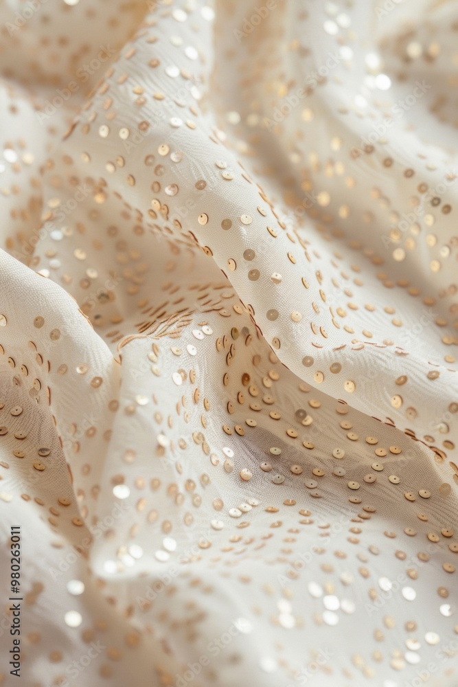Poster Close-Up of Shimmering Sequin Fabric with Dynamic Texture in Natural Light