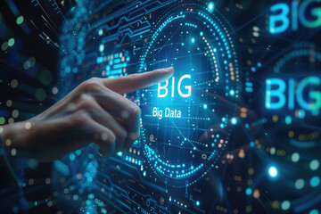 Fototapeta premium Finger touch screen, artificial intelligence big data