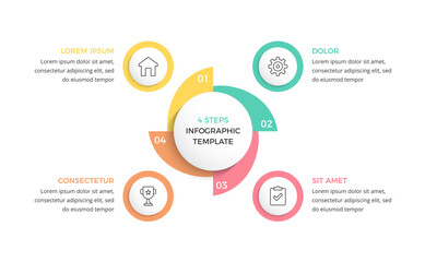 Circle diagram divided into 4 parts, infographic template, vector eps10 illustration