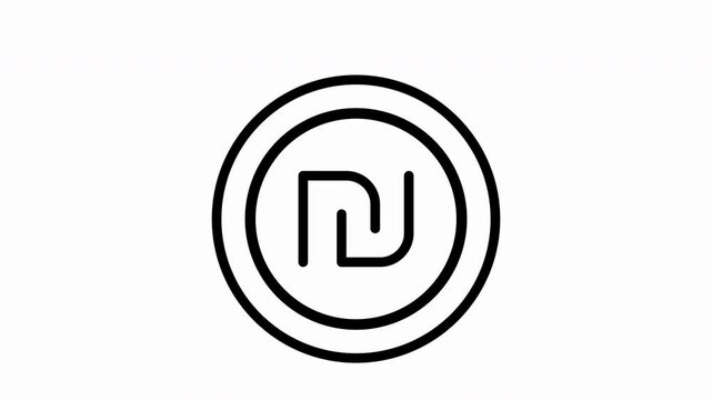 Animated, gold coin featuring New shekel coin, Israel money symbol, ideal for financial concepts, currency exchange, current money, economics, investment, banking, savings and investment concepts desi