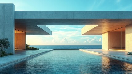 Fototapeta premium Luxury Oceanfront Modern Villa with Infinity Pool Generative AI
