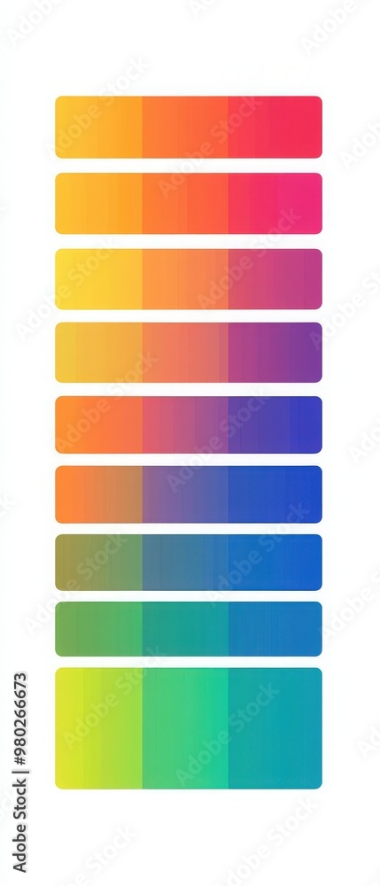 Poster a vibrant collection of color gradients featuring smooth transitions from red to blue, perfect for c