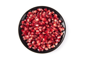 pomegranate seeds isolated on white background.