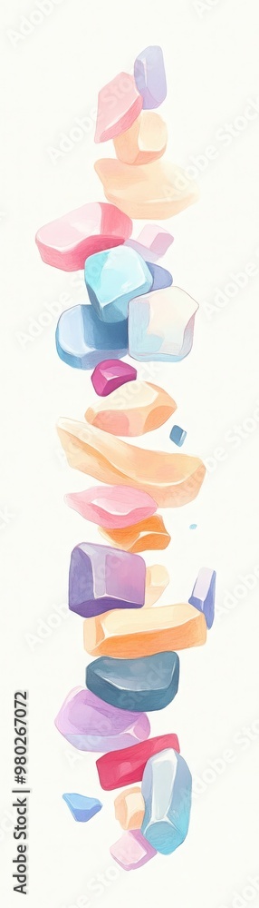 Poster a vibrant stack of abstract colorful stones, creating an inviting and artistic composition for creat