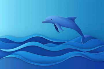 Obraz premium Playful dolphin swimming in the deep blue ocean