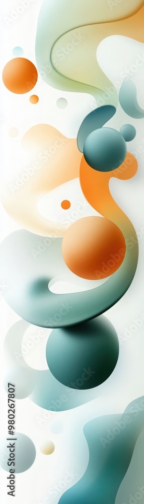 Poster abstract design featuring colorful shapes and flowing patterns, perfect for backgrounds or modern ar