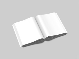 3D Rendered Blank Opened Book Mockup Isolated