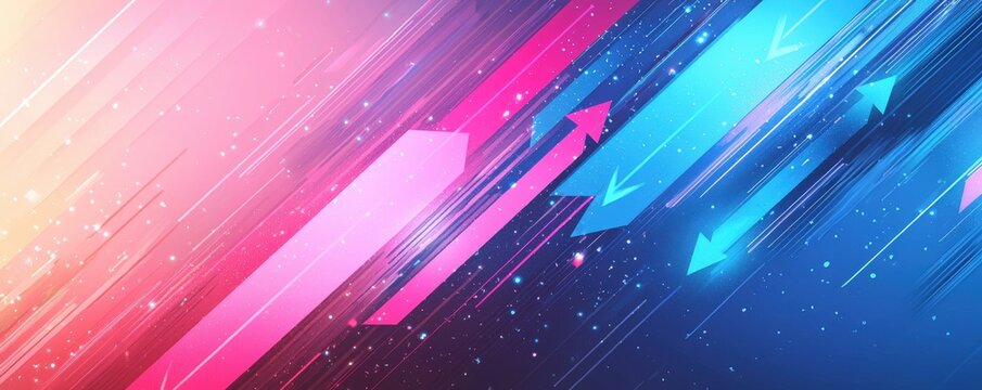 Background design with bold pink and blue arrows ascending diagonally, representing the upward trajectory of a startupâ€™s success and growth, set against a smooth, light backdrop that emphasizes the