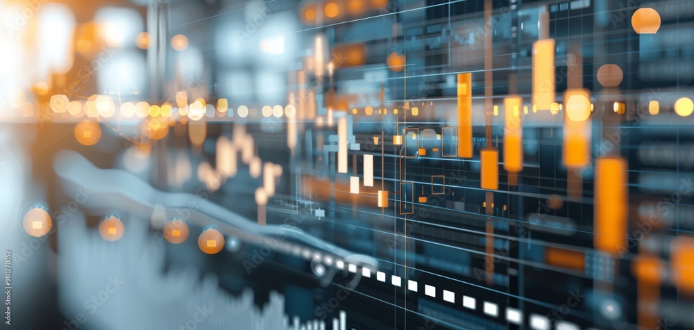 Fototapete abstract financial data visualization with vibrant graphs and charts, ideal for illustrating trading
