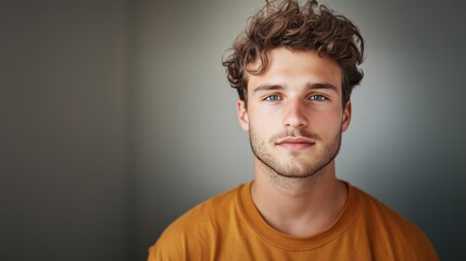 Obraz premium Serious yet hopeful young man expressing contemplative mood for spring poster