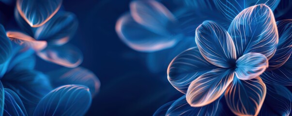 Obraz premium A mesmerizing close-up of glowing flowers against a dark background, showcasing intricate petal details and vibrant colors.