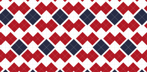 Geometric Argyle Pattern in Red and Blue