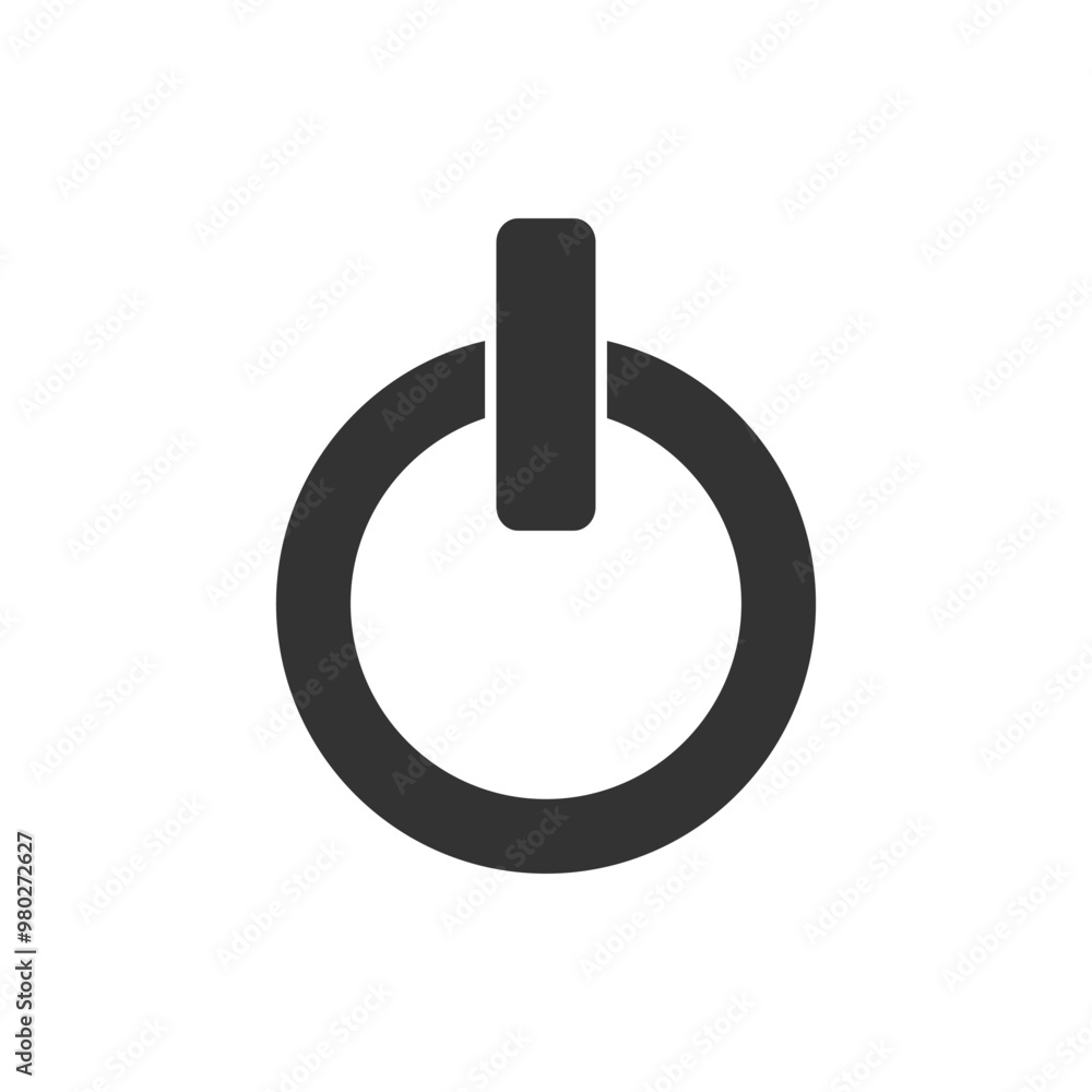 Poster minimalist black power button icon for technology. simple black power button icon symbolizing techno