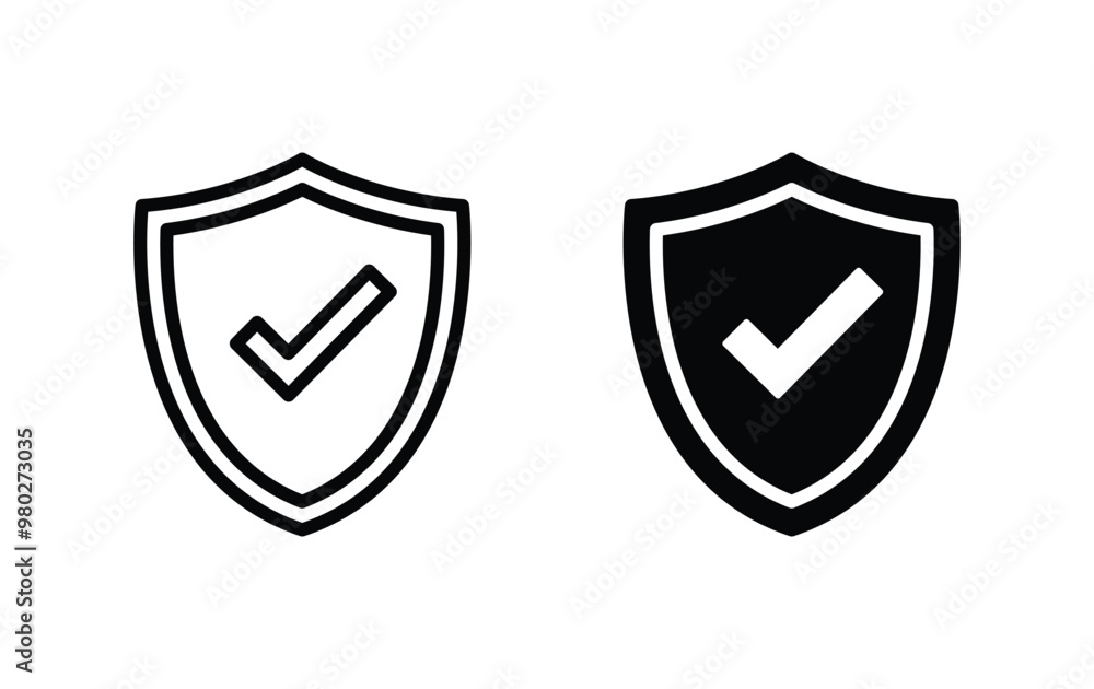 Poster shield with check mark icon vector