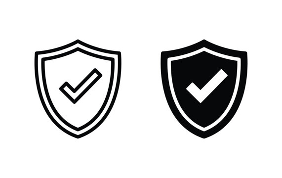 Shield with check mark icon vector