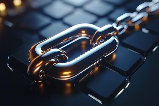 Metal Chain on Dark Background.