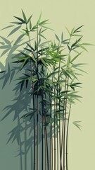 Obraz premium A flat design bamboo featuring geometric lines and simple shapes with solid colors, embodying a minimalist approach and modern graphic style.