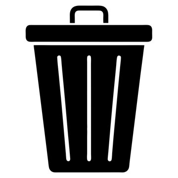 recommend clip art: Vector black trash can icon silhouette on transparent background