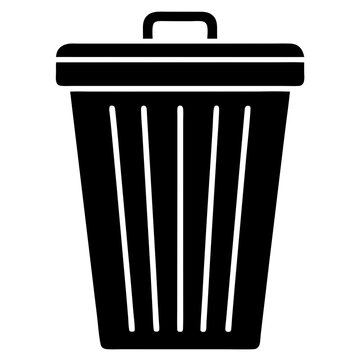 recommend clip art: Vector black trash can icon silhouette on transparent background
