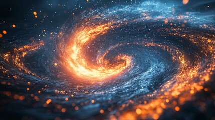 A Swirling Galaxy of Blue and Orange Sparks