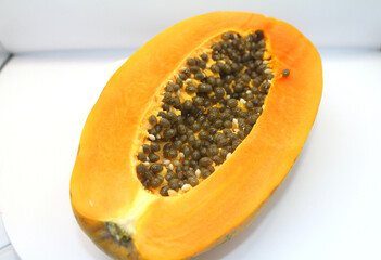 Yellow papaya on a white background