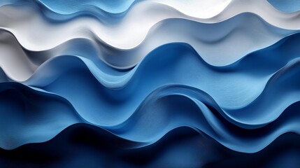 Fototapeta premium Abstract Blue and White Waves Texture Generative AI