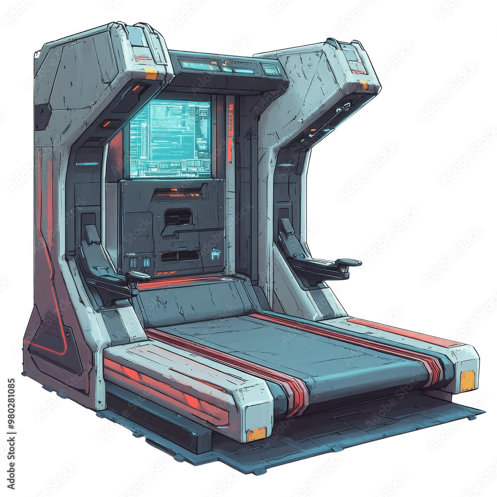 Poster a futuristic control station with sleek design and holographic display. perfect for sci-fi and techn