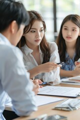 Fototapeta premium Colleagues in the office are having a meeting to communicate