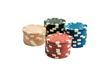 A stack of colorful poker chips, perfect for gambling, casino games, and card nights. Elevate your gaming experience with style. transparent background