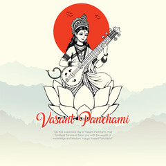 Happy vasant panchami indian cultural festival background design social media feed template