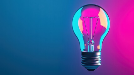 A vibrant light bulb radiates color against a gradient background, symbolizing creativity and innovation in modern design.