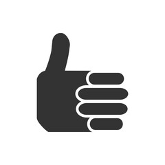Black Thumbs Up Icon on White Background.black thumbs up symbol,silhouette on a white background, representing approval and positivity. Perfect for use in apps and web design.